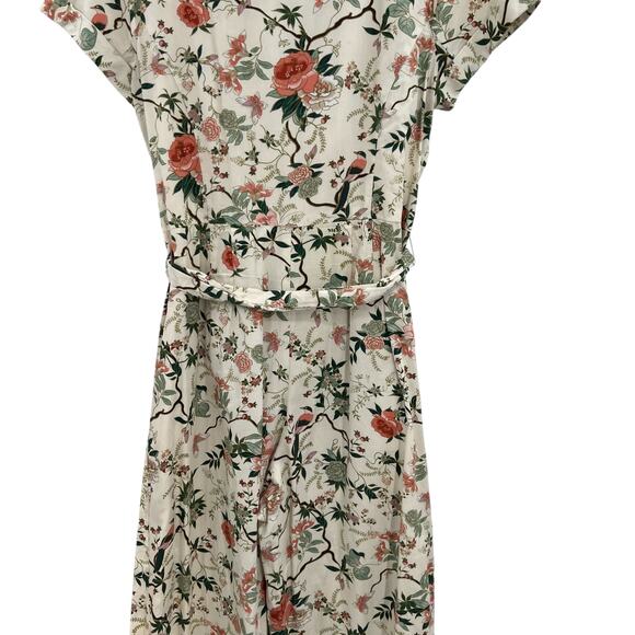 Gal Meets Glam Sophia Floral Jumpsuit Cream Green Petites Size 12P - Picture 10 of 14